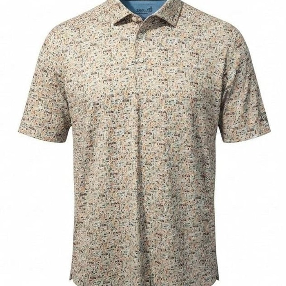 Johnnie-O Performance Sweet Carolina's Beach Print Golf Polo Shirt Men's XL